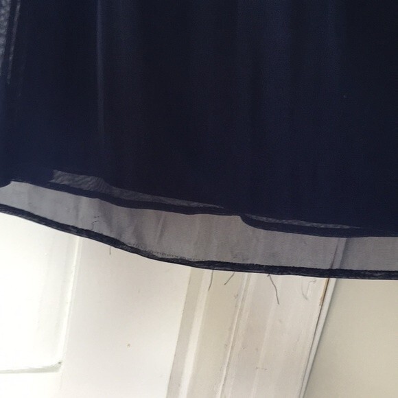 David’s Bridal Crisscross High Neck Mesh Bridesmaid Dress Marine Y Neck size 6 - Picture 7 of 9